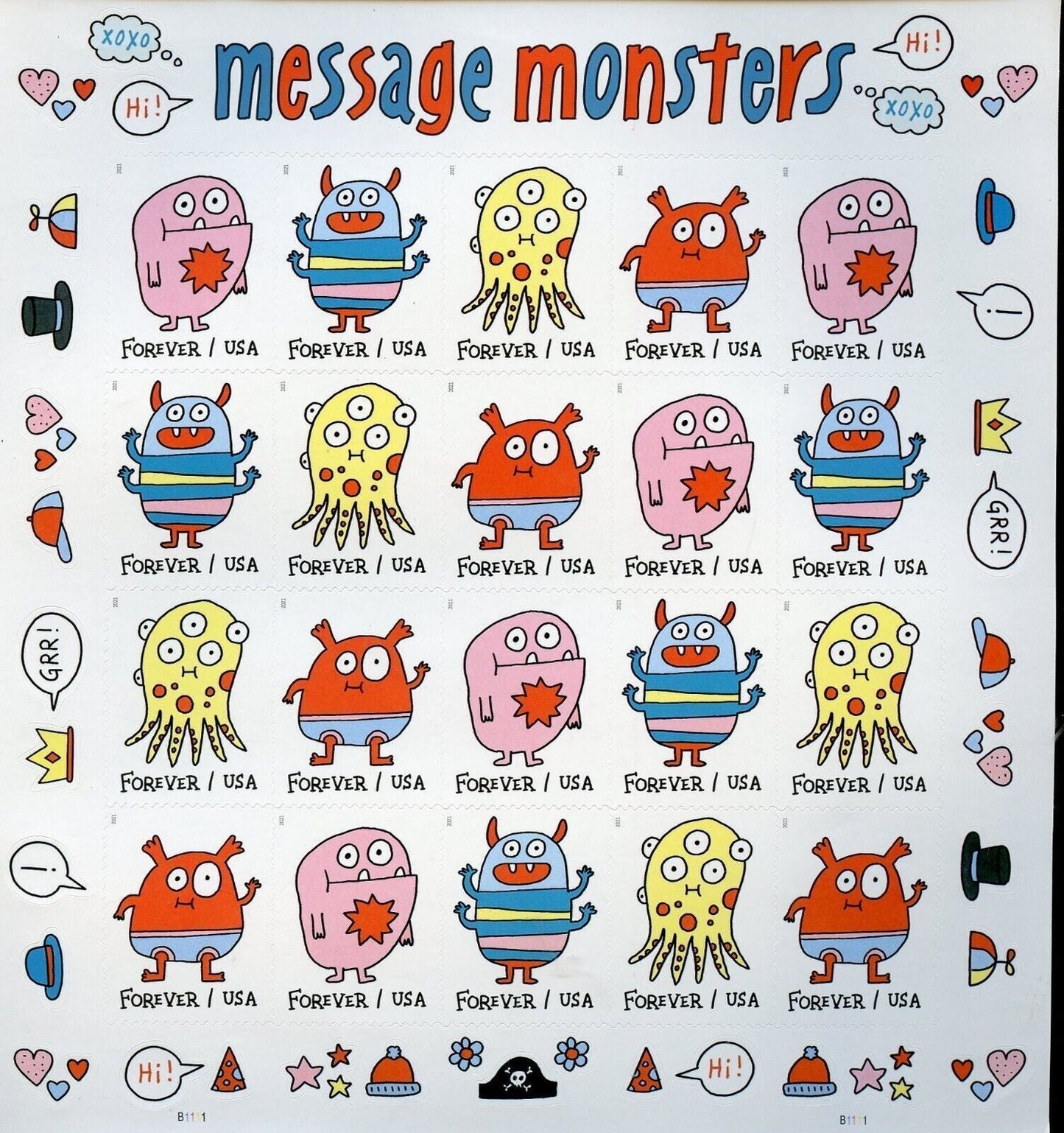 Message Monsters Forever Postage Stamps
