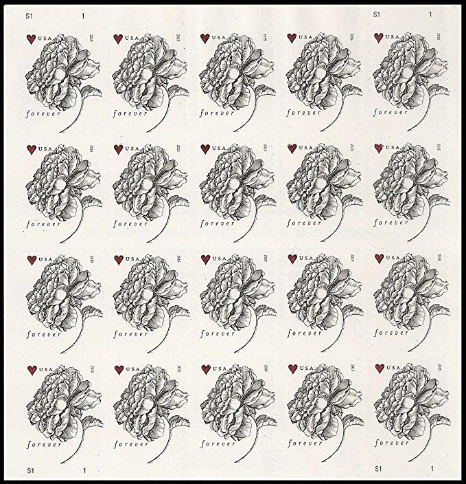 Antique Vintage Rose Forever First Class Postage Stamps (2015)