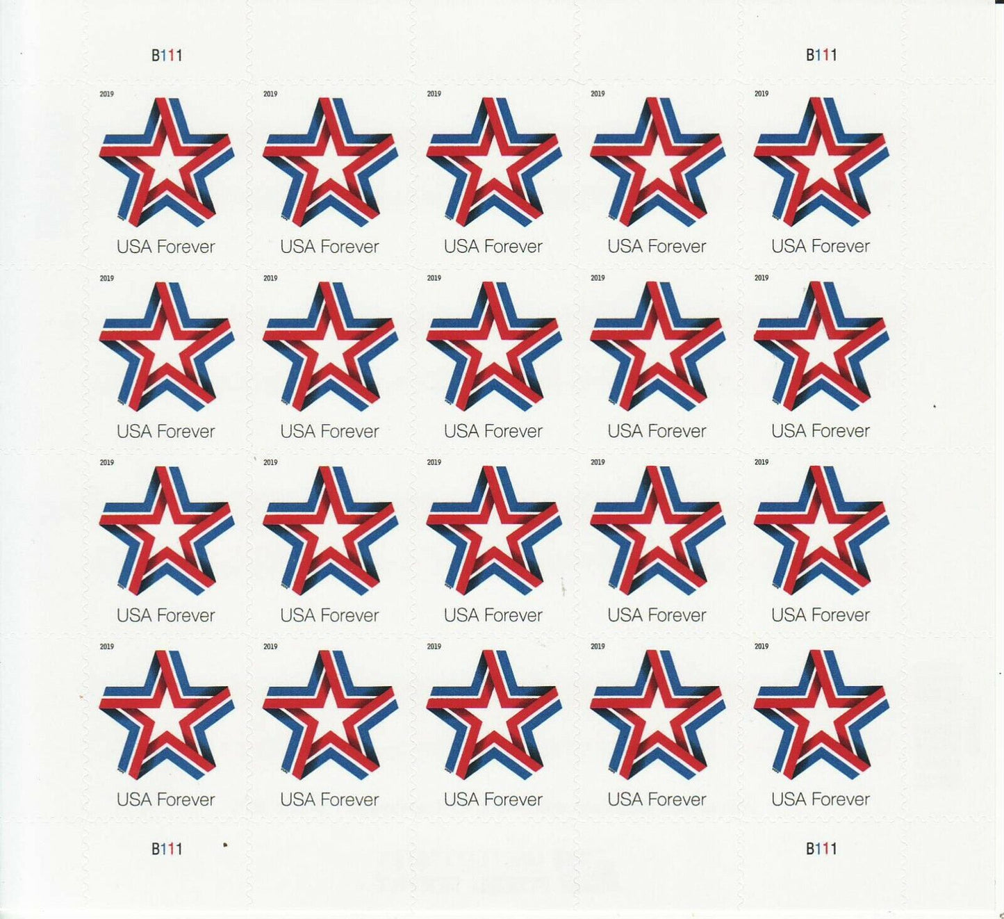 Patriotic Star Ribbon Forever First Class Postage Stamps