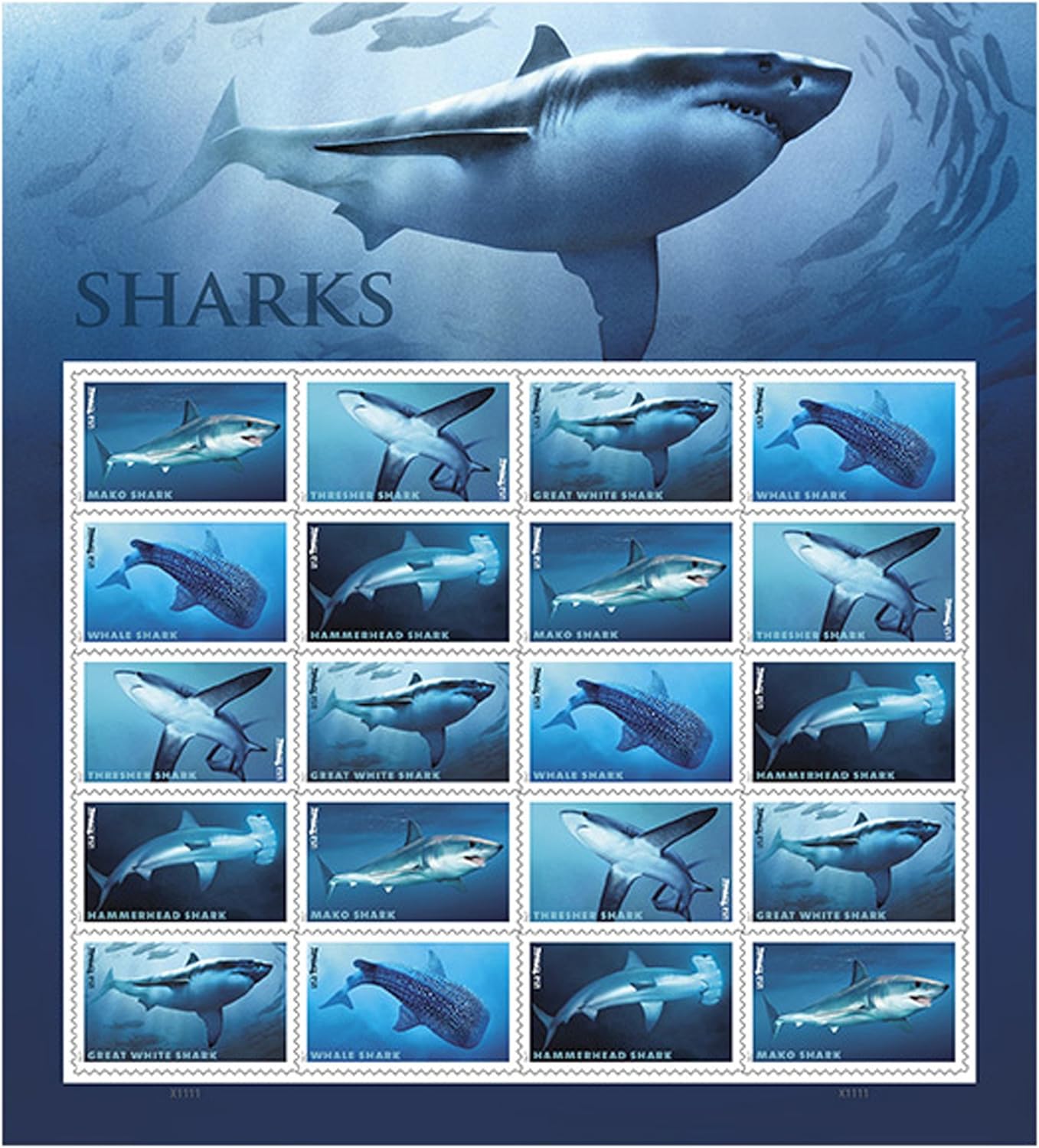 Sharks Forever First Class Postage Stamps