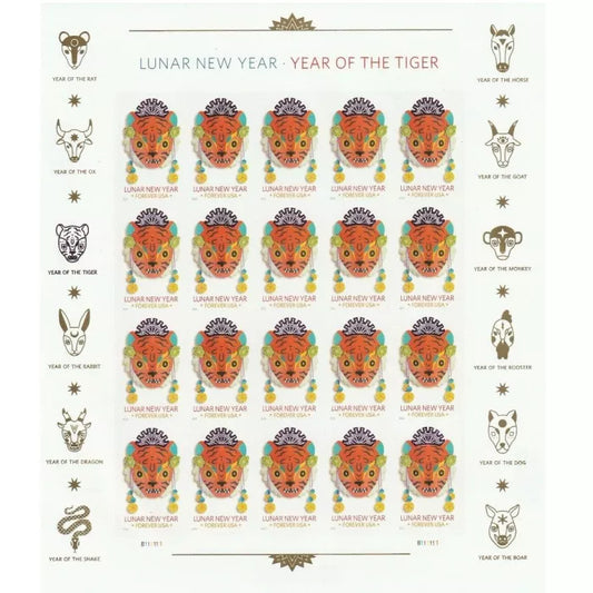 Year of the Tiger Lunar New Year Forever First Class Postage Stamps